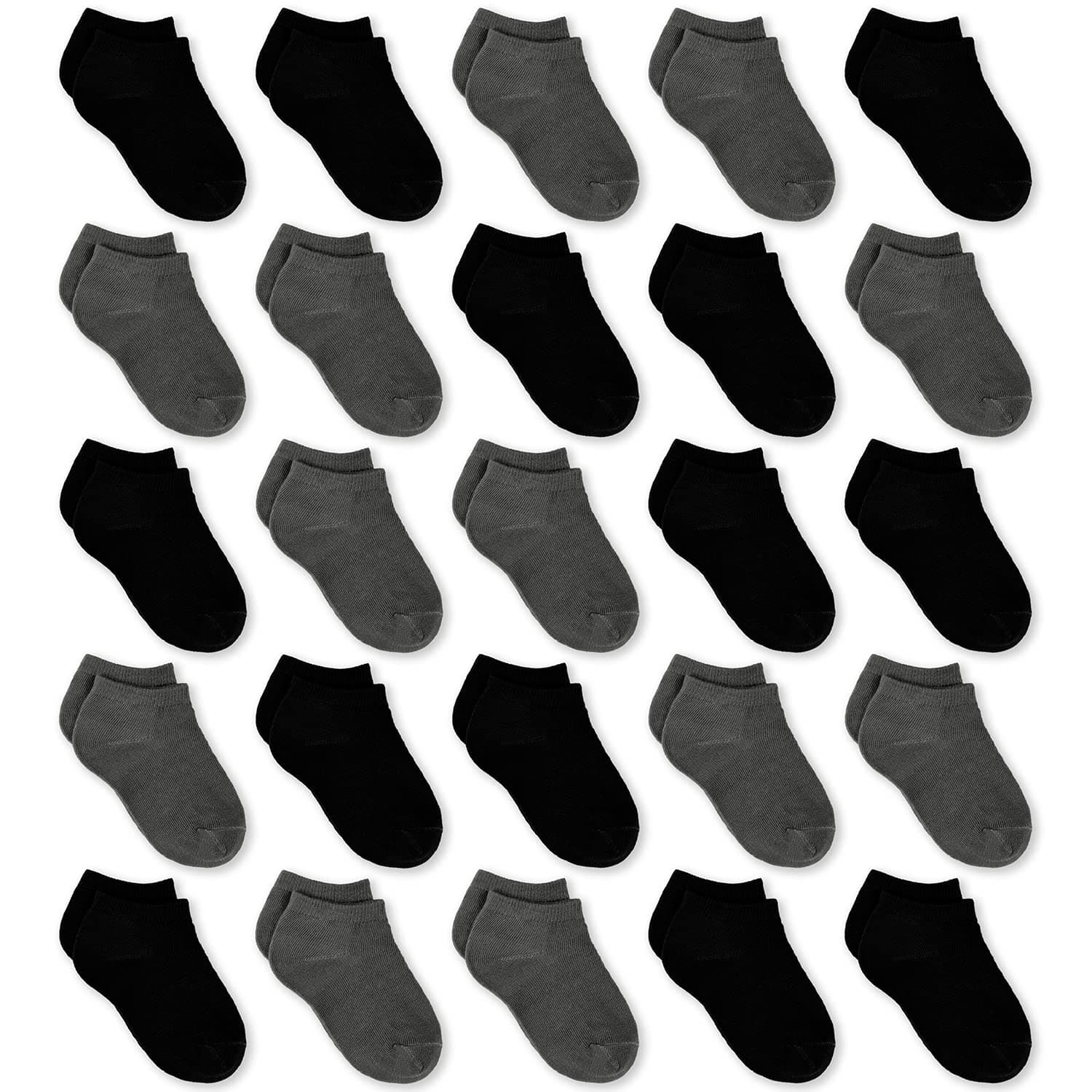 😍 GENTABY Jungen Mädchen Söckchen - Unisex Kleinkind Schwarz Weiß Grau Low Cut Socken - 25 Paar für 0-13 Jahre Kleinkind Neugeborene Schule Strapazierfähige Socken