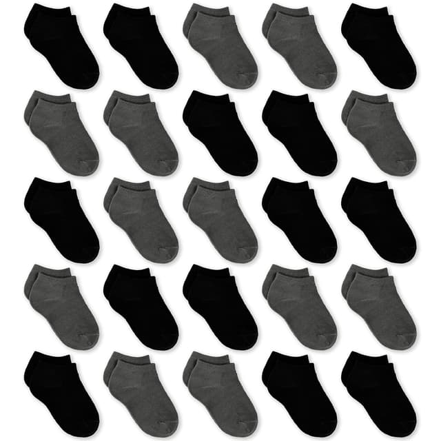😍 GENTABY Jungen Mädchen Söckchen - Unisex Kleinkind Schwarz Weiß Grau Low Cut Socken - 25 Paar für 0-13 Jahre Kleinkind Neugeborene Schule Strapazierfähige Socken