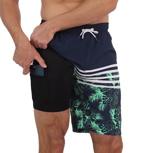 Arcweg Badehose für Herren 🩳 Schnelltrocknend Männer Kurz Strandhose XL Blau-weiße Streifen