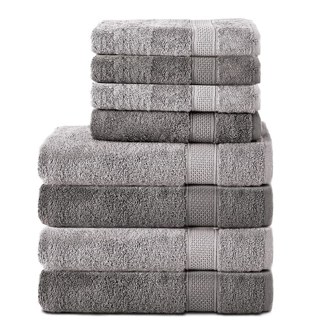 Komfortec 8er Handtuch Set 🛁🌟 100% Baumwolle - Anthrazit/Silber