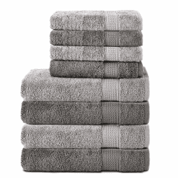 Komfortec 8er Handtuch Set 🛁🌟 100% Baumwolle - Anthrazit/Silber