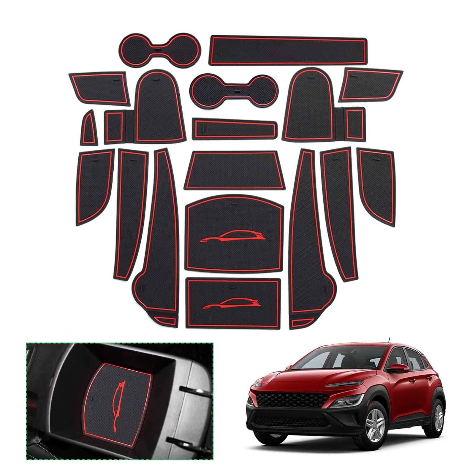 GAFAT 2022 2023 Hyunda-i Kona Hybrid/N Line Antirutschmatten (Rot) - Deal 2022