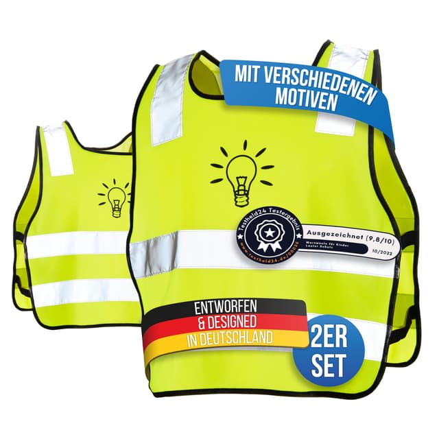🌟 Angebot! LAUTER SCHUTZ ® Warnweste Kinder (3-12 Jahre) [2 Stück] 🚸