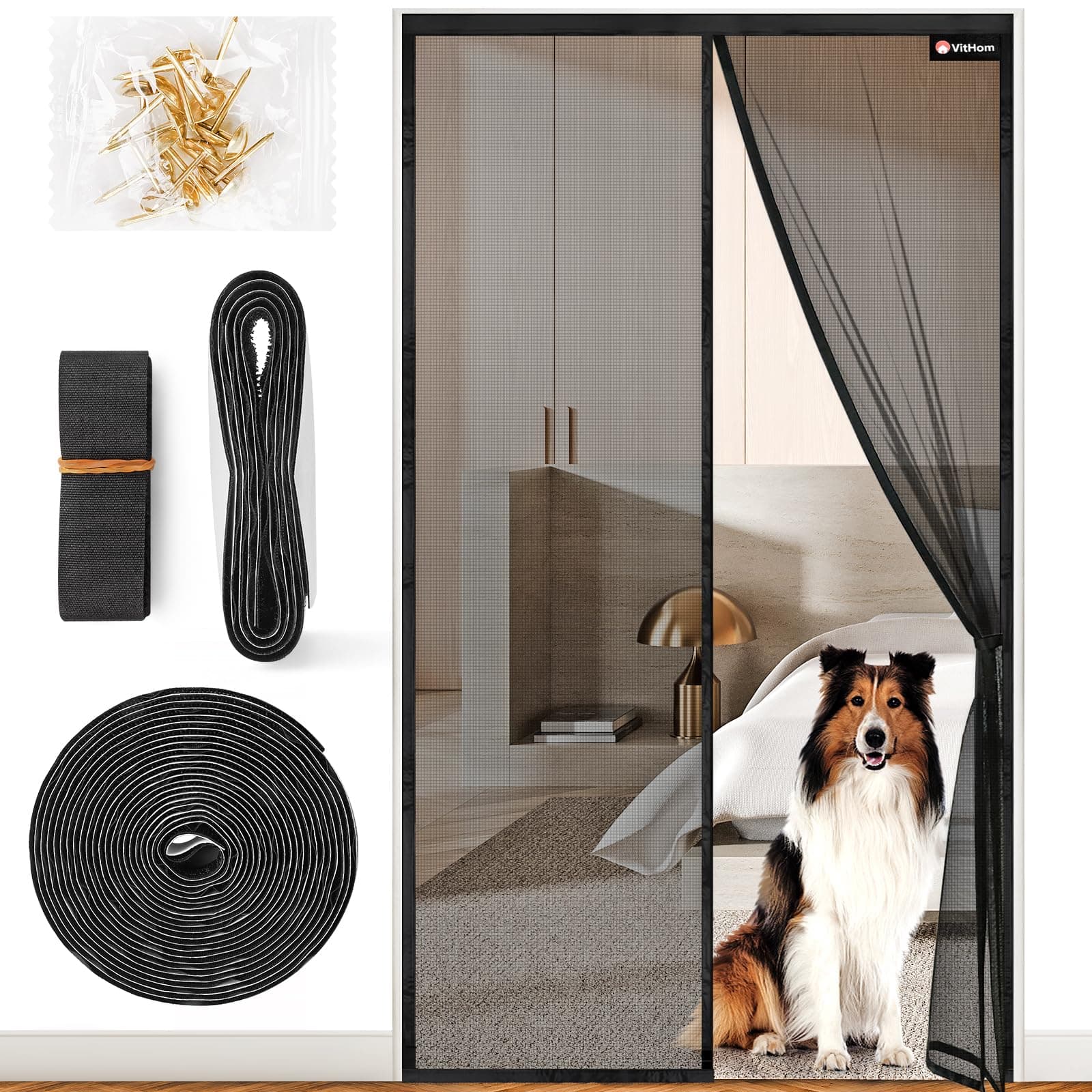 🪰🚪 Flammhemmend Fliegengitter Balkontür Magnet 80x210cm Schwarz