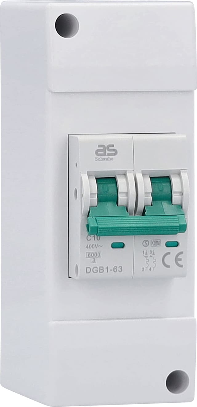 🔒 as - Schwabe LS Sicherungsautomat C10A - 2-polig, 230V/10A - 131 x 50 x 80 mm - Sicherungskasten