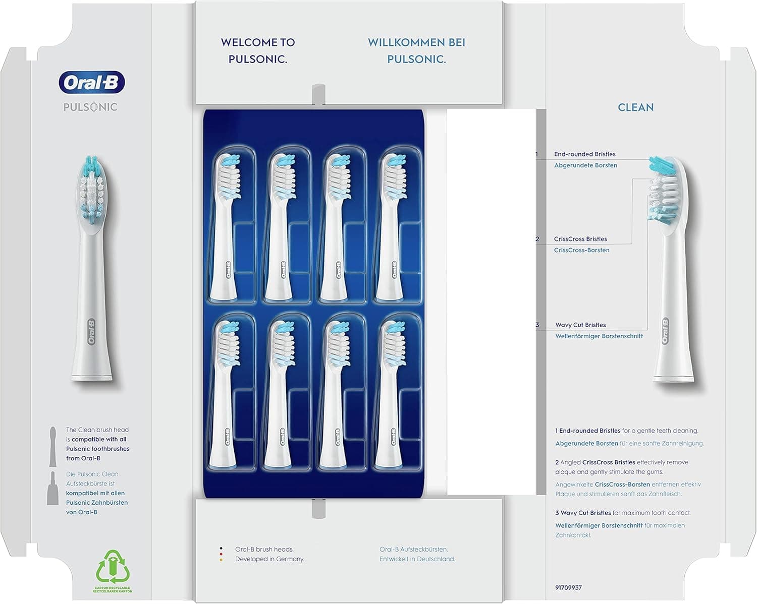 🦷 Oral-B Pulsonic Clean Aufsteckbürsten - Weiß, 8 Stück 🪥