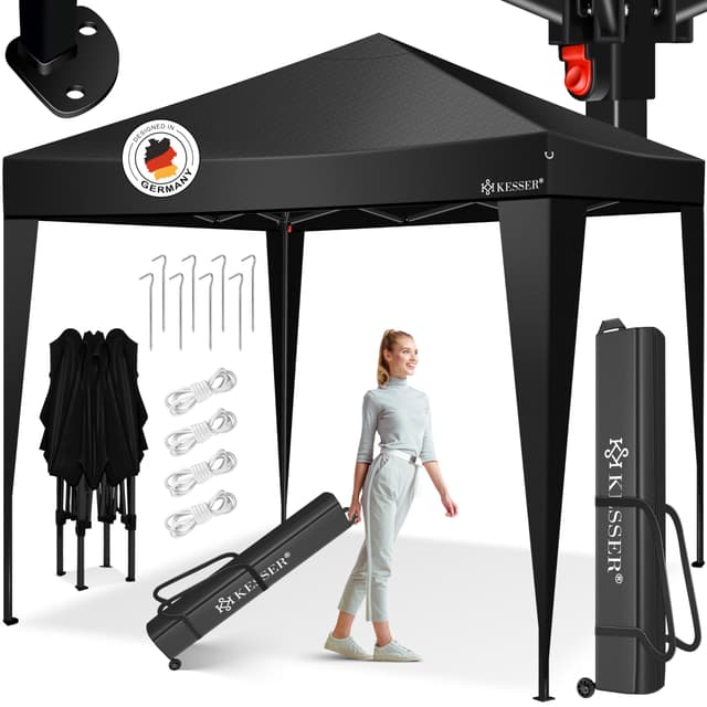 🎉 KESSER® Pavillon Faltpavillon 3x3m | Pop-Up Partyzelt Höhenverstellbar Stabil Wasserdicht Winterfest 🎪