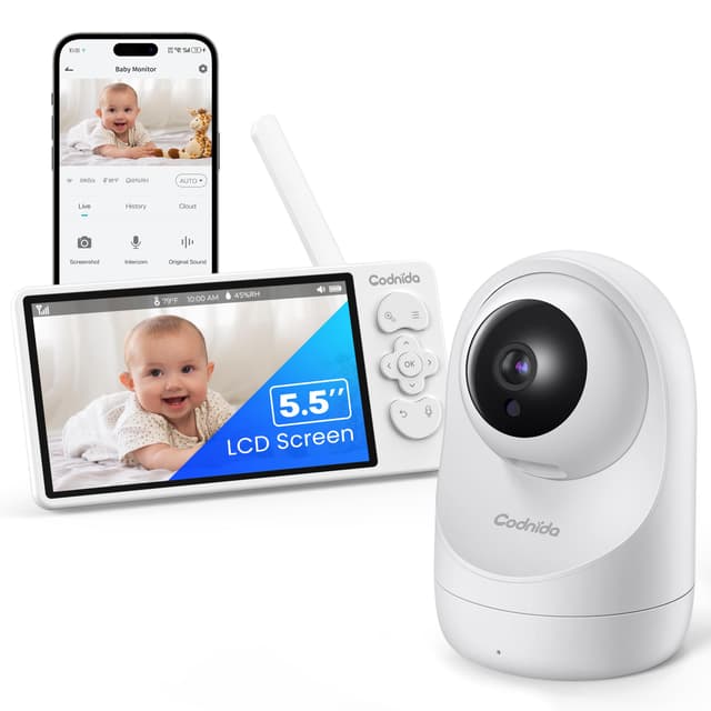 Codnida Babyphone mit Kamera 5.5" LCD 2K 3MP HD Video Babyphon WLAN mit App
