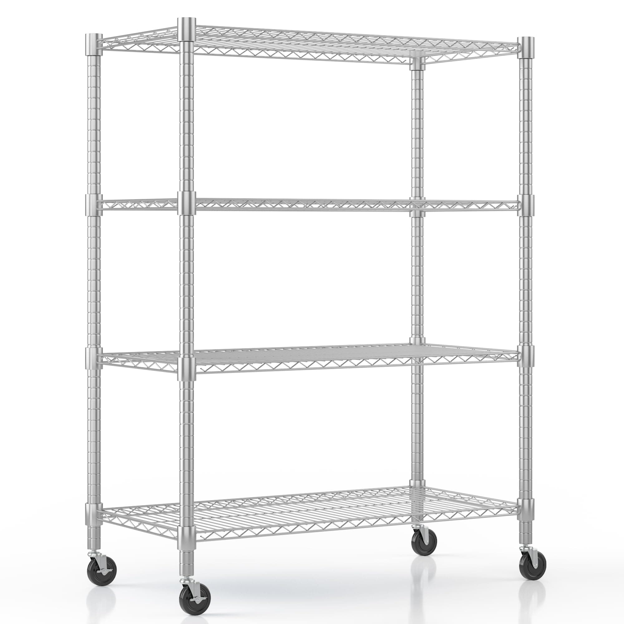 🌟 Himimi 4-stufiges Drahtregal auf Rädern, höhenverstellbar, Metall-Lagerregal 🌟