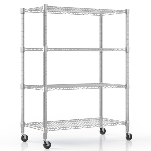 🌟 Himimi 4-stufiges Drahtregal auf Rädern, höhenverstellbar, Metall-Lagerregal 🌟