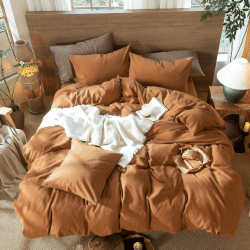 Lanqinglv Bettwäsche 200x200 Baumwolle Renforce Karamell, Leinenoptik 3tlg. Set 🛏️