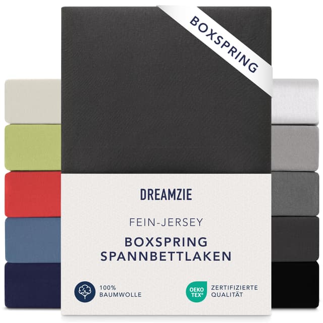 Dreamzie Premium Spannbettlaken 180x200 cm - 200x200 cm - 37cm Seitenhöhe - Schwarz 180x200 cm - 200x200 cm Schwarz 🛏️