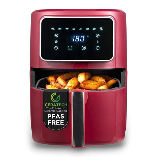 🍳🔥 BERGNER MAROON - PFAS-Freie Heißluftfritteuse 1800W 6.9L - 8 Kochprogramme - Air Fryer mit Keramikbeschichtung 🍽️