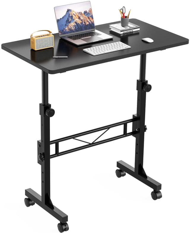🌟 Höhenverstellbarer Schreibtisch mit Rollen | Schwarzer Computertisch für Home Office 🖥️