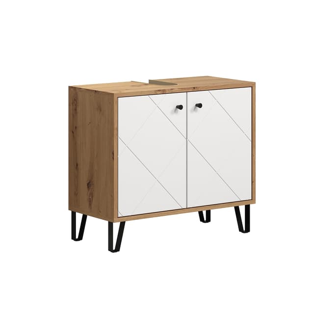 🛁 trendteam smart living - Touch Waschbeckenunterschrank - Artisan Eiche/Weiß 🚿