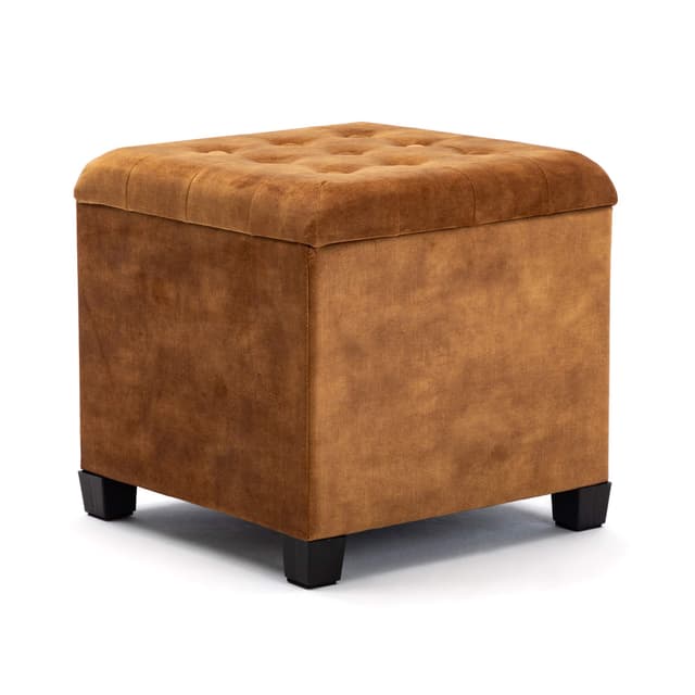 🌟 HNNHOME Sitzhocker mit Stauraum, Sitztruhe, Sitzhocker, Aufbewahrungsbox, Fußablage, Massivholz, 47 L, 45 x 45 x 43 cm (Senf, Wolkensamt) Senf Cloud Velvet 🌟