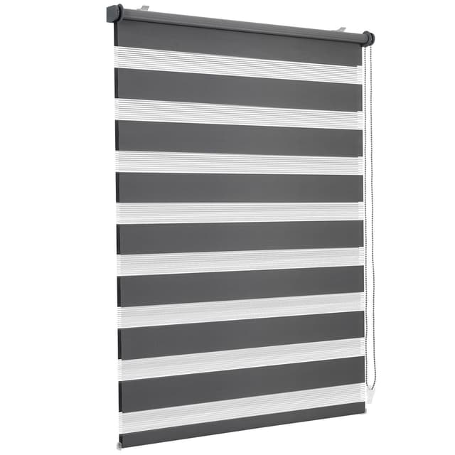 Sekey Doppelrollo Klemmfix ohne Bohren für Fenster 90x150cm - Dunkelgrau