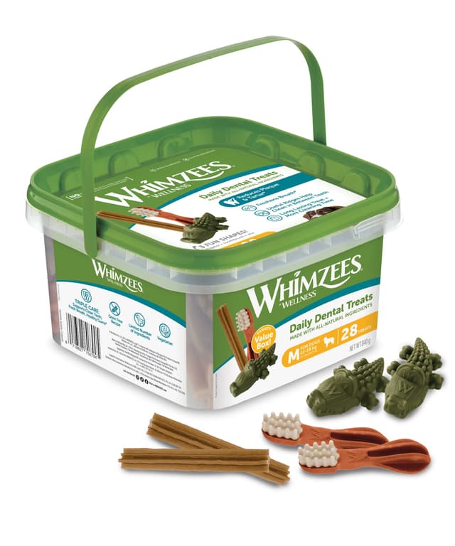 🐶🦷 WHIMZEES Gemischte Vielfaltsbox für mittelgroße Hunde - 28 Stück
