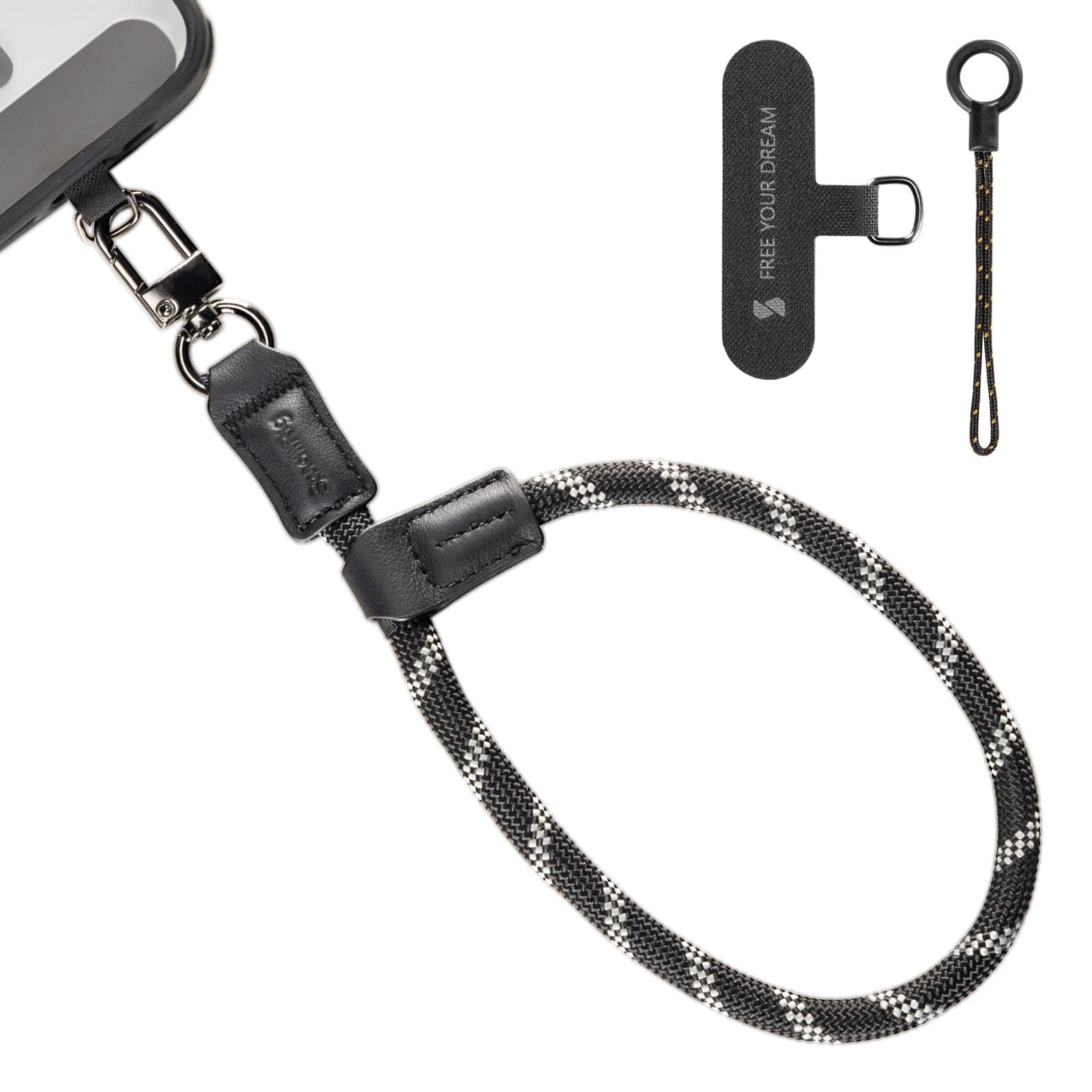 📱🔗 SMALLRIG Handyband 38 cm Schwarz - Verstellbare Leder- und Nylon-Handschlaufe für Smartphones