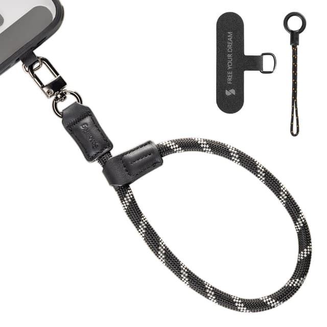 📱🔗 SMALLRIG Handyband 38 cm Schwarz - Verstellbare Leder- und Nylon-Handschlaufe für Smartphones