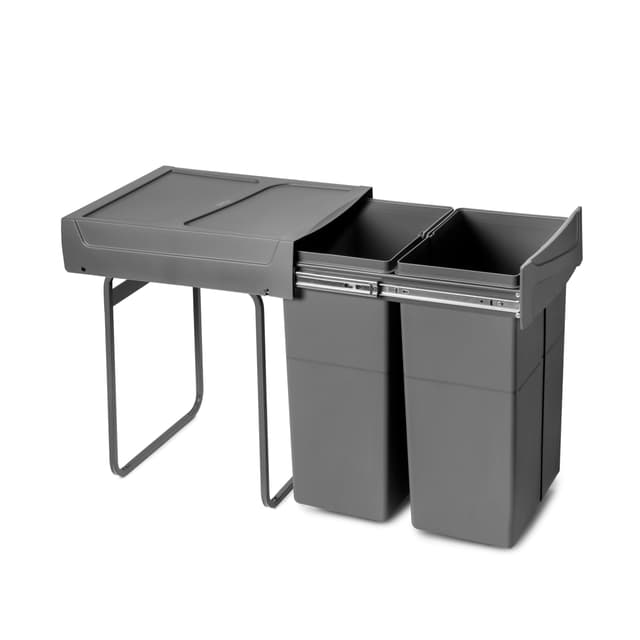 Emuca - Recycling-Behälter für die Küche, 2x25l, Bodenbefestigung und Handauszug 🌿🏡