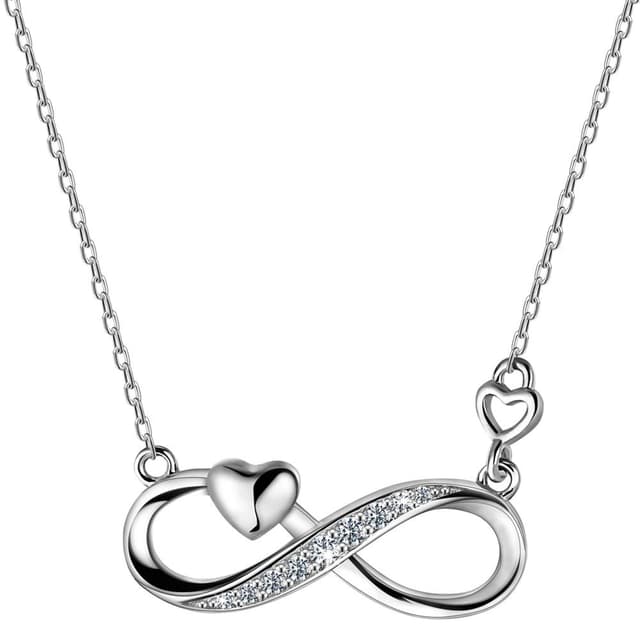 F.ZENI Damen Unendlichkeit Kette 925 Sterling Silber Mit Funkeln Kubisches Zirkonia - Liebe für Immer für Frauen Mädchen Schmuck Geschenk Mit Geschenkbox (Farbmischung HN08) Weißes Gold