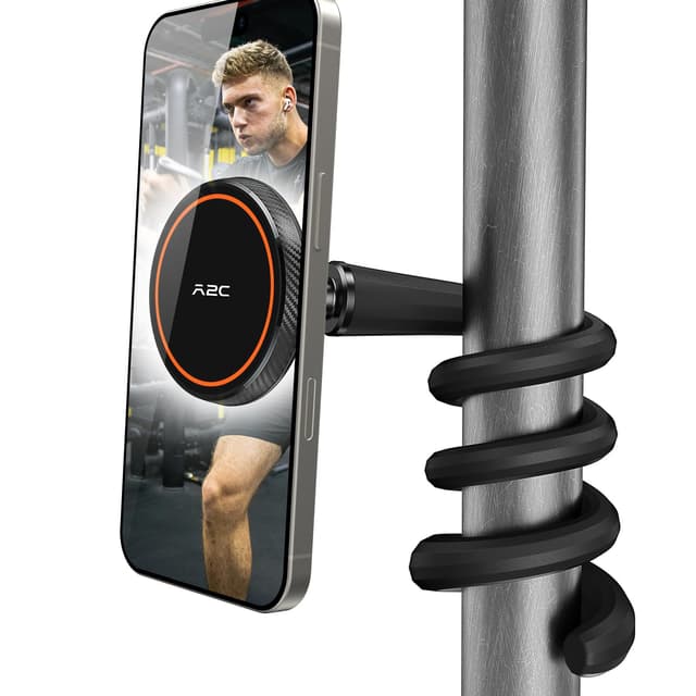 A2C Flexibler Schwanenhals-Handyhalterung für iPhone, Mag-Safe, langer Arm, magnetische Handyhalterung für Laufband, Peloton, tragbares Fitness-Zubehör für 10,2 - 17,8 cm Smartphones