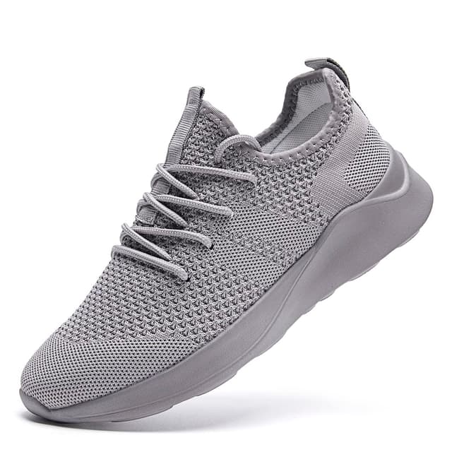 LANGFEUU Damen Turnschuhe Sneaker Schuhe Damen Sportschuhe Laufschuhe Tennisschuhe Outdoor Running Damen Walkingschuhe Straßenlaufschuhe rutschfest Atmungsaktiv Leichtgewichts 44 EU Hellgrau
