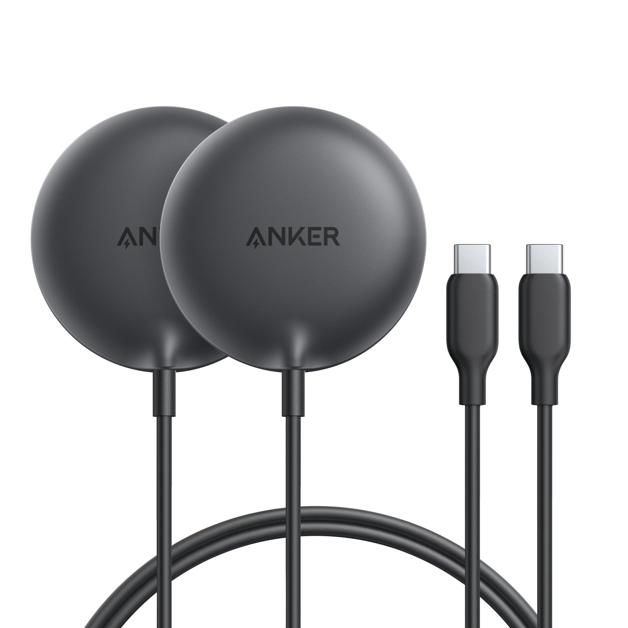 Anker Zolo magnetisches kabelloses Ladegerät, 2-Pack Qi2-zertifiziert 15W MagSafe-kompatibles kabelloses Ladepad, für iPhone 16/15/14/13 Serie, AirPods und mehr (Adapter Nicht enthalten) 2 Pack Schwarz