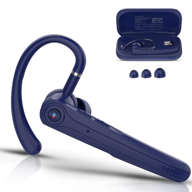 Bluetooth Headset V5.4 Wireless Freisprech Telefon mit CVC 8.0 und ENC Dual Mikrofon, Bluetooth Ohrhörer kabellos mit 25h Sprechzeit, 120h Standby Headset Handy für Autofahren Büro Business,Dunkelblau
