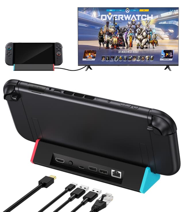 SiWiQU Portable Switch 2 TV Docking Station,1000Mbit RJ45 Ethernet Adapter LAN Dock Kompatibel mit Nintendo Switch 2 NUR, Switch 2 Ladestation mit 4K@120Hz HDMI/Typ C/USB 3.0 [Nicht für Switch 1/OLED] Für Switch2(LAN)