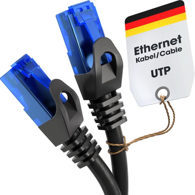 KabelDirekt Netzwerkkabel – Überträgt maximale deutsche Glasfaser-Geschwindigkeit – Netzwerk, Ethernet Kabel, LAN & Patch Kabel – 10m – In 0,25-30m – Gigabit-Netz, Router/Modem, RJ45 (schwarz) 1er-Pack 10m