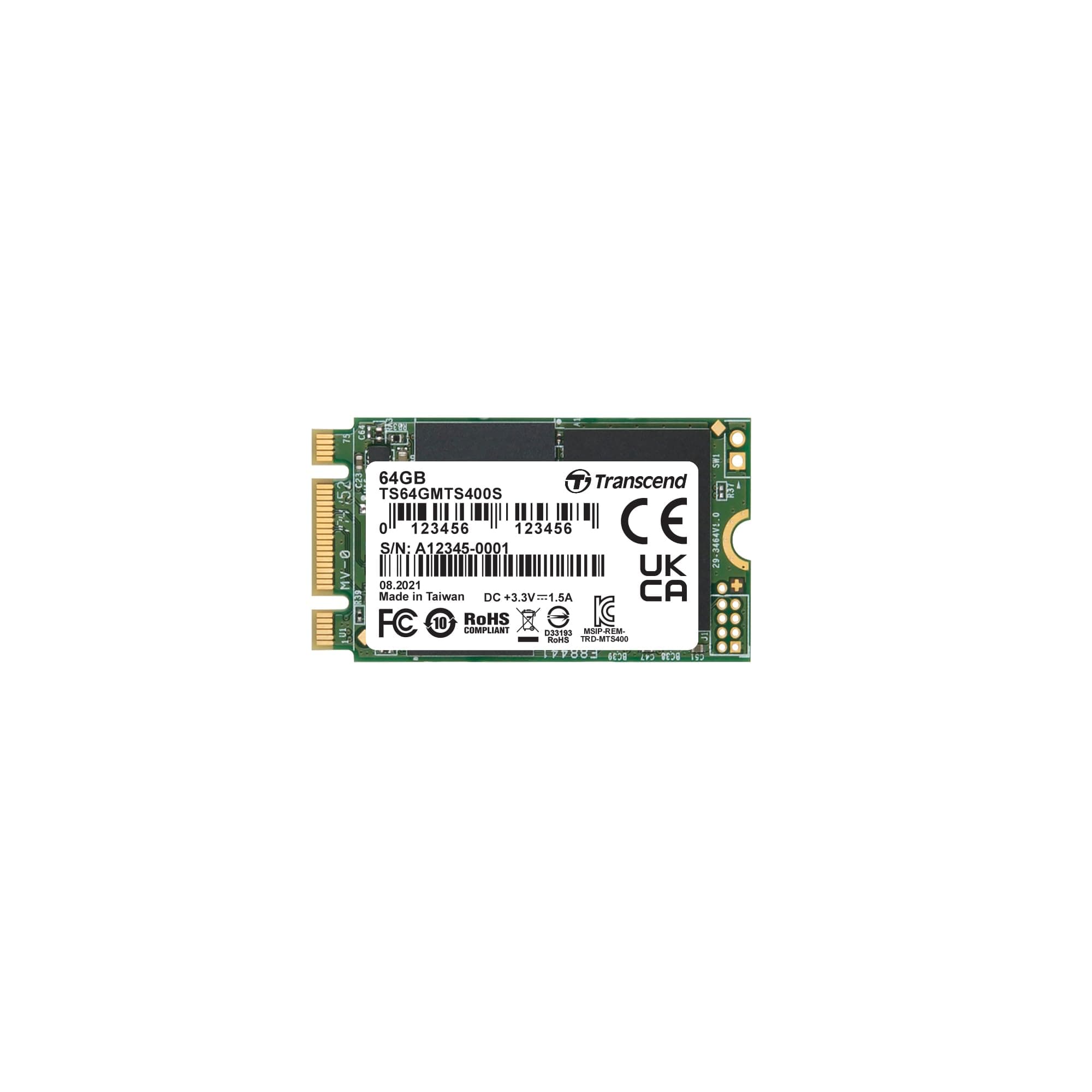 Transcend 64GB MTS400S M.2 2242 SATA III 6Gb/s interne SSD MLC NAND - TS64GMTS400S