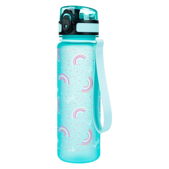 Baagl Kinder Trinkflasche Auslaufsicher Wasserflasche 500ml, Schule und Sport Flasche für Jungen Mädchen Tritan (Regenbogen)