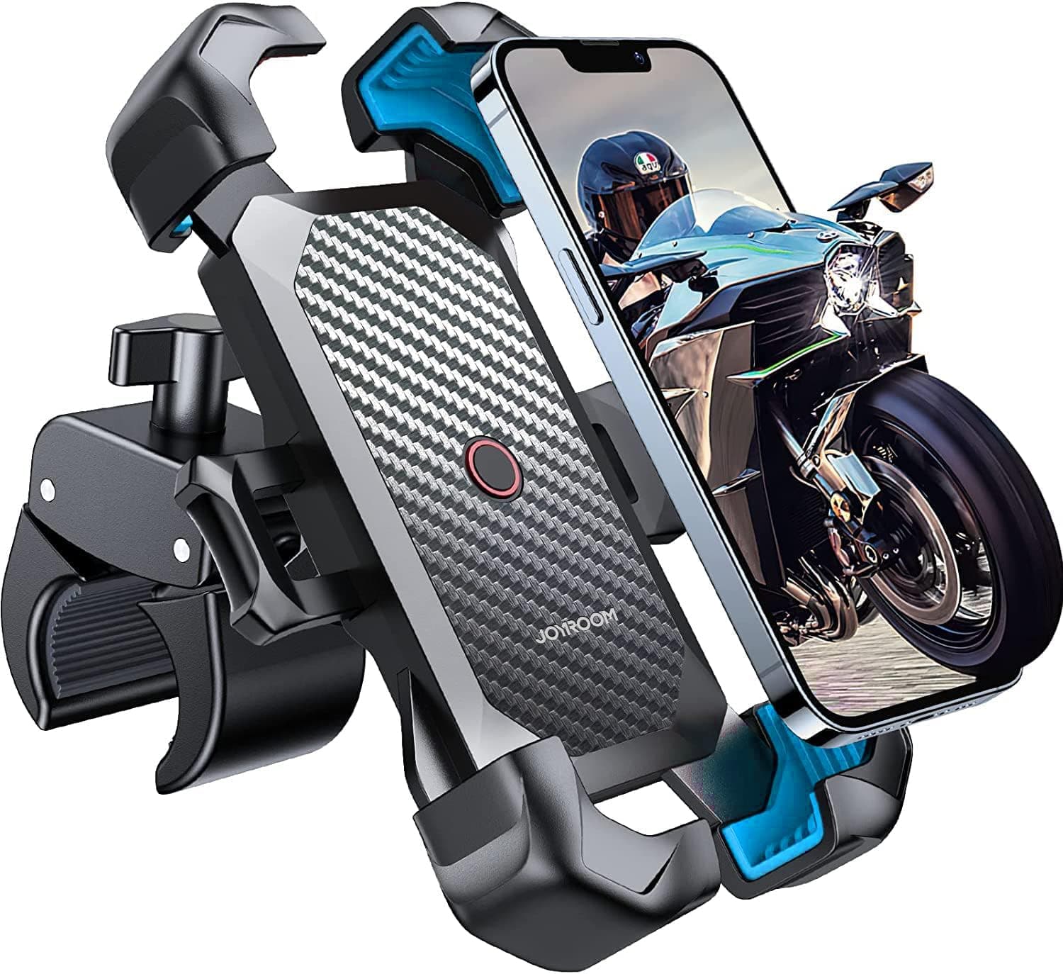 JOYROOM 2025 Handyhalterung Fahrrad & Motorrad & e Scooter, [1s Auto-Sperre][100mph Militär Anti-Shake], Universal Handyhalter Lenker Holder für iPhone 16 15 14, Samsung, Alle 4,7‘’-7" Smartphone Blau