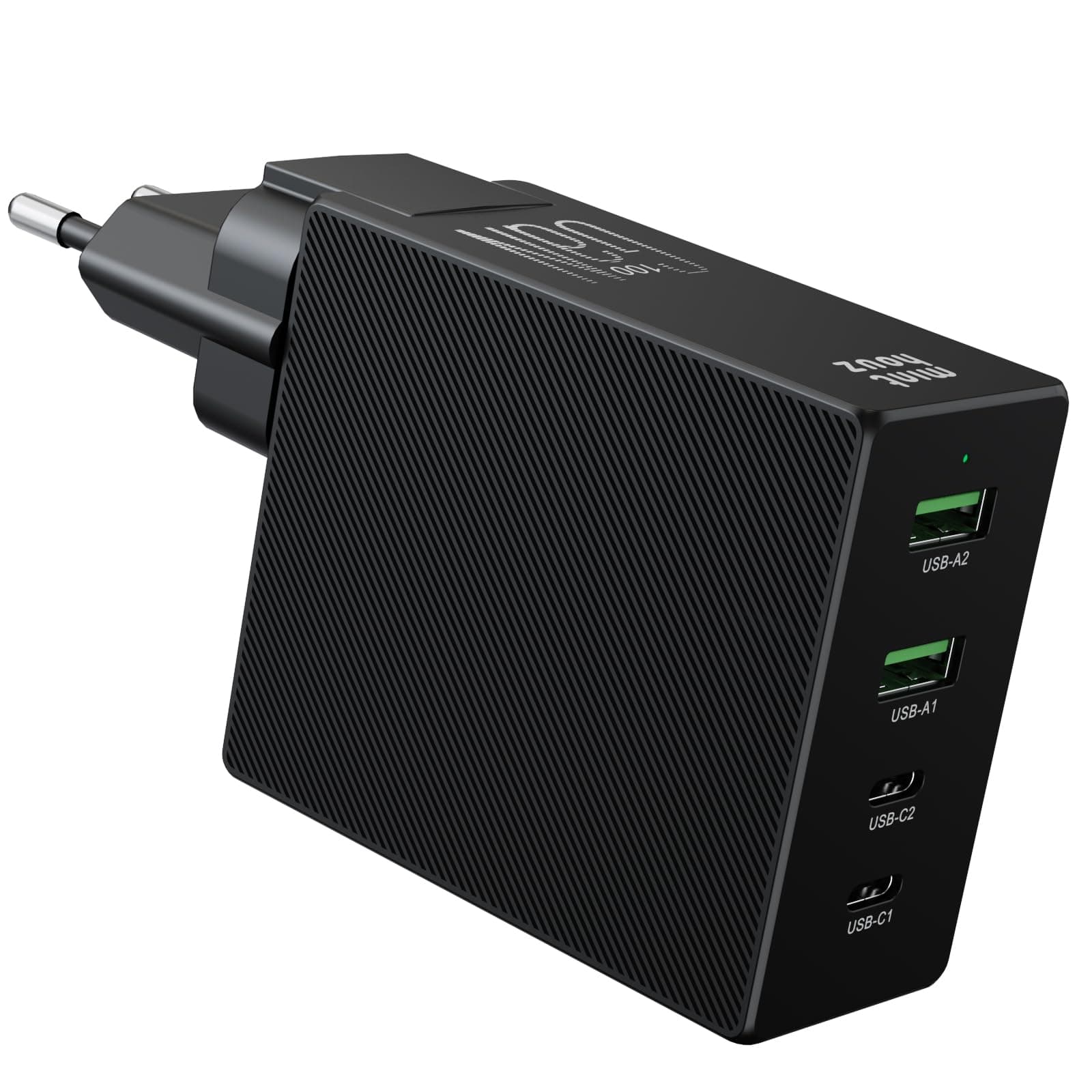 Minthouz 100W USB C ladegerät,GaN Adpter Netzadapter für Steckdose, Schwarz, Kompaktes Design mit Riffelstruktur Laptops, iPad, iPhone, Steam Deck und mehr