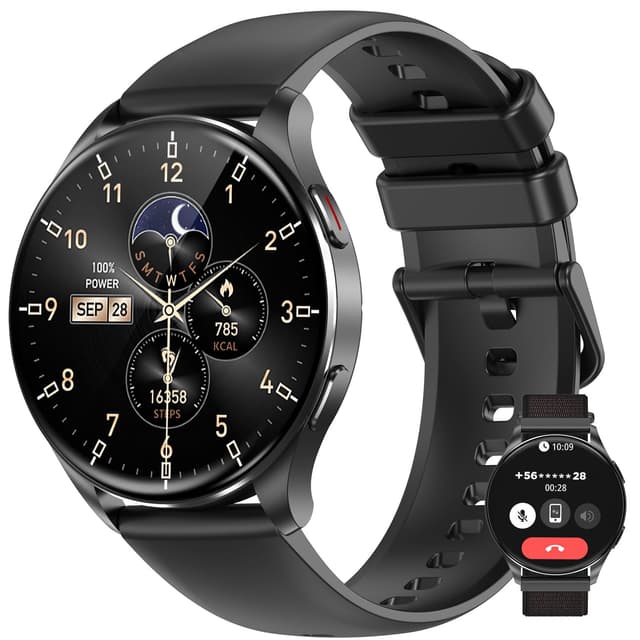 Baolubao Smartwatch Damen Herren 1.43" AMOLED Always-On-Display Fitnessuhr Mit Telefonfunktion/Message Reminder,Sportuhr mit Pulsmesser/SpO2/Schlafmonitor/Schrittzähler, Smart Watch für Android iOS