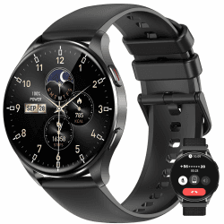 Baolubao Smartwatch Damen Herren 1.43" AMOLED Always-On-Display Fitnessuhr Mit Telefonfunktion/Message Reminder,Sportuhr mit Pulsmesser/SpO2/Schlafmonitor/Schrittzähler, Smart Watch für Android iOS