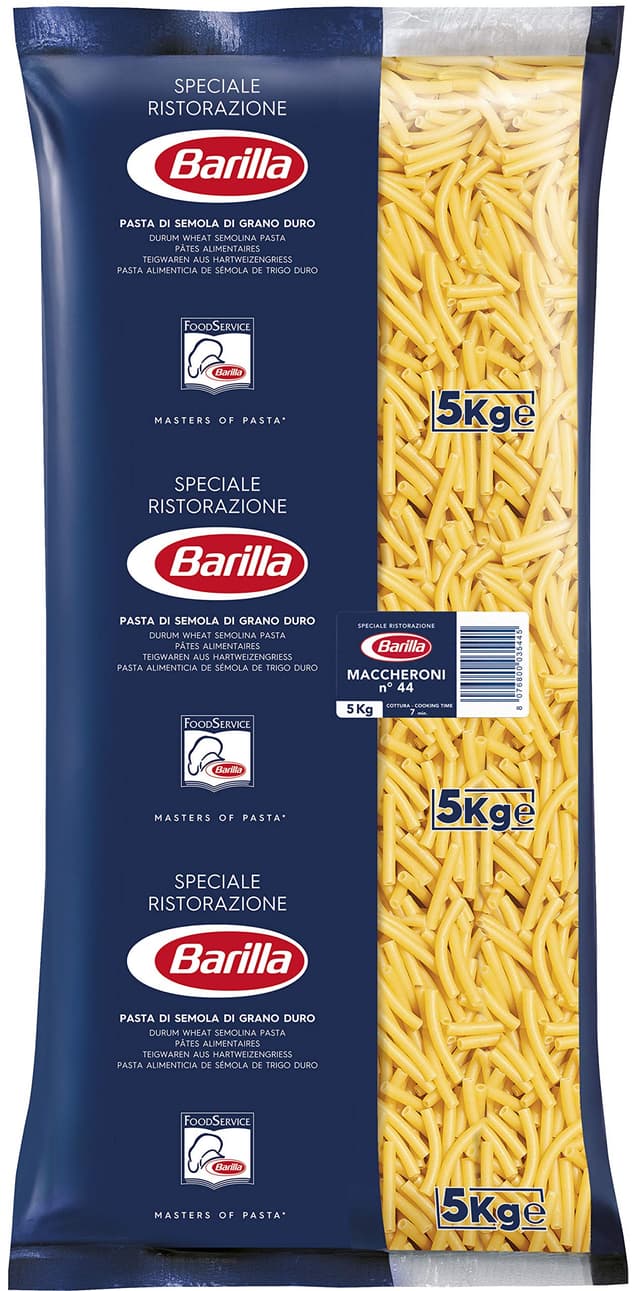Barilla Weizen Pasta Maccheroni n. 44, Italienische Teigwaren, 1er Pack (1 x 5kg)