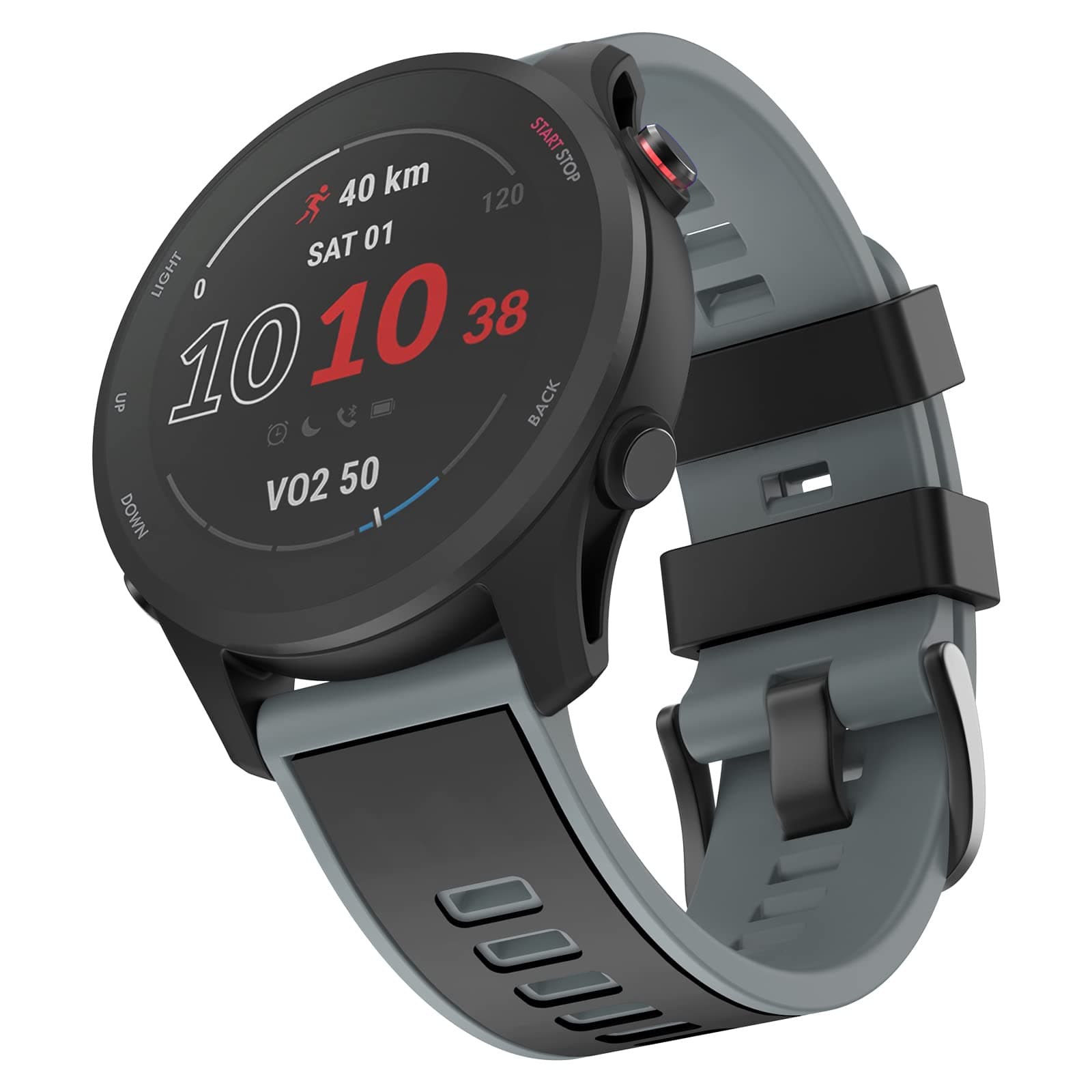 MYSNBKN Forerunner 255 Armband/255 Music Armband, 22mm Ersatzarmband aus weichem Silikon für Venu 2/Vivoactive 4/Huawei Watch GT2/Ticwatch Pro S2/E2 Schwarz und grau
