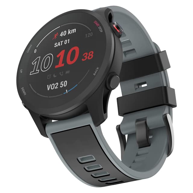 MYSNBKN Forerunner 255 Armband/255 Music Armband, 22mm Ersatzarmband aus weichem Silikon für Venu 2/Vivoactive 4/Huawei Watch GT2/Ticwatch Pro S2/E2 Schwarz und grau