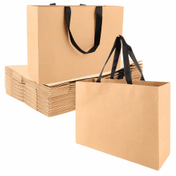 MIVIDE 20 Stück Geschenktüte Groß 27 x 38 x 12 cm, Geschenktaschen mit Henkel, Wiederverwendbare Kraftpapier Tüten für Hochzeit Weihnachten Geschenke