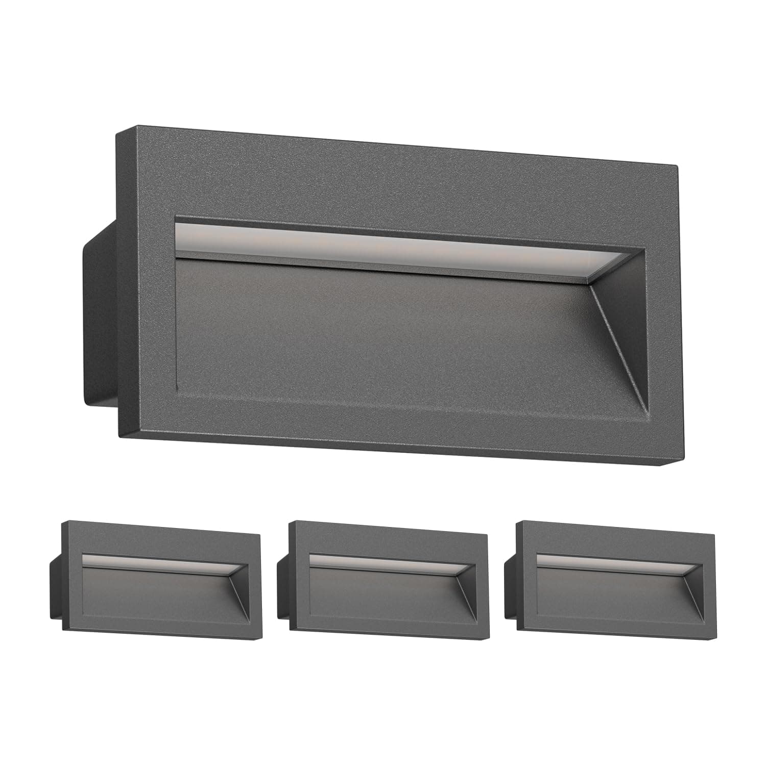 ledscom.de 4 Stück LED Wandeinbauleuchte NOLA, Downlight für außen, IP54, anthrazit matt, 140 x 70mm, warmweiß 4 Stück (1er Pack) Anthrazit / Eckig / Lichtfarbe: Warmweiß