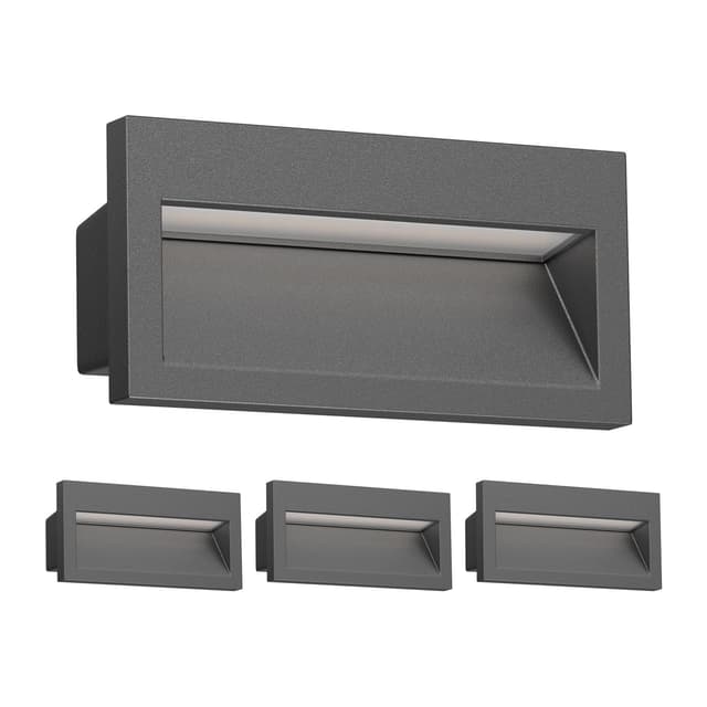 ledscom.de 4 Stück LED Wandeinbauleuchte NOLA, Downlight für außen, IP54, anthrazit matt, 140 x 70mm, warmweiß 4 Stück (1er Pack) Anthrazit / Eckig / Lichtfarbe: Warmweiß