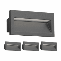 ledscom.de 4 Stück LED Wandeinbauleuchte NOLA, Downlight für außen, IP54, anthrazit matt, 140 x 70mm, warmweiß 4 Stück (1er Pack) Anthrazit / Eckig / Lichtfarbe: Warmweiß