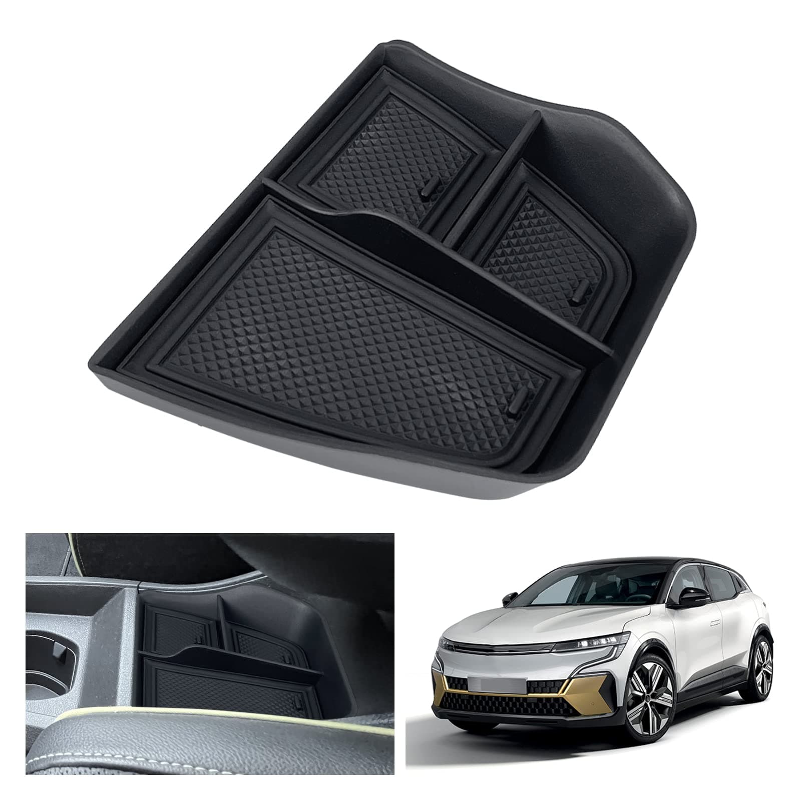 GAFAT Kompatibel mit Renault Megane E-Tech/Scenic E-Tech 2022-2024 2025 Mittelkonsole Aufbewahrungsbox, Megane E Tech Organizer Tray Handschuhfach Unten die Mittelkonsole, Megane E-Tech Zubehör Ablage(1)