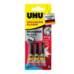 UHU Sekundenkleber blitzschnell MINIS gel 3x1g lose Angebot bei HelloDeals