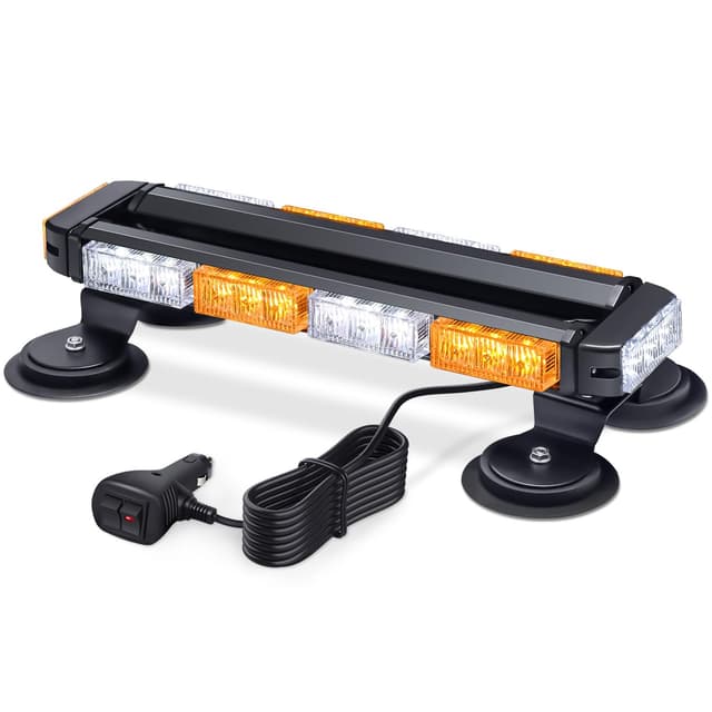 Fxlpower LED Rundumkennleuchte, Gelb & Weiß Rundumleuchte mit 20 Starke Magnete für Baufahrzeuge Gabelstapler-Traktor Golfwagen Anhänger Schneepflug Gelb & Weiß ‎41,5 x 20,5 x 9 cm