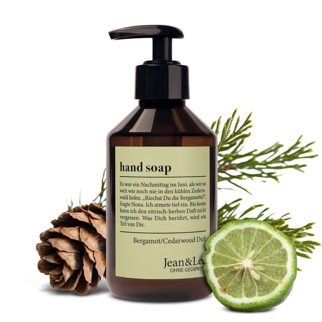 Jean & Len Handseife Bergamot & Cedarwood, reinigt beanspruchte Hände, für die tägliche Anwendung geeignet, Flüssigseife im Pumpspender, erfrischend-zitrischer Duft, vegan, 250 ml erfrischend-zitrisch 250 ml (1er Pack)