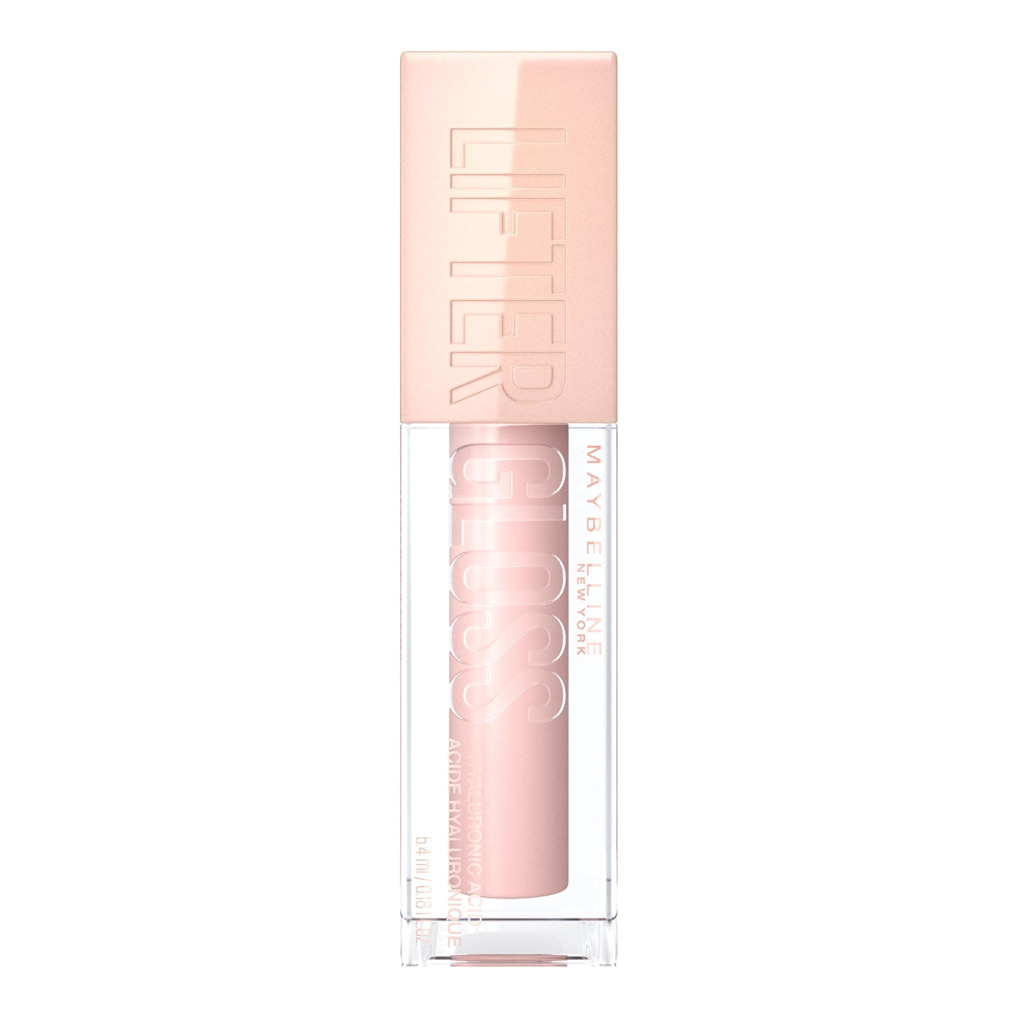 Maybelline New York Glänzender Lipgloss für voller wirkende Lippen, Feuchtigkeitsspendend, Mit Hyaluronsäure, Lifter Gloss, Farbe: Nr. 002 Ice (Nude), 1 x 5,4 ml Ice 5.4 ml (1er Pack)
